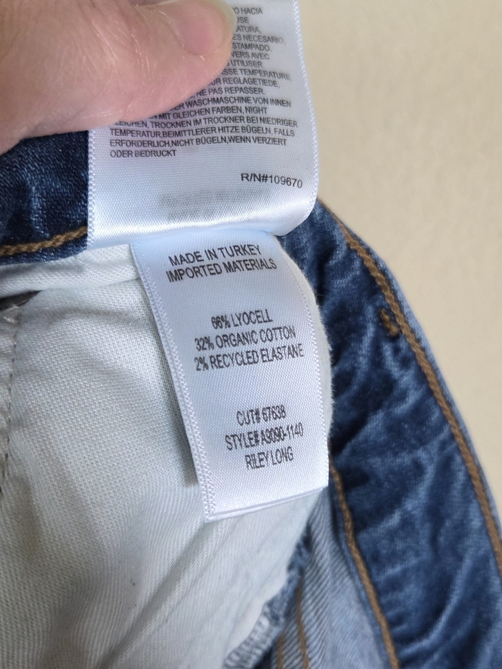 Agolde Riley Long Blue Jeans Lyocell Organic Cotton Straight Slim Skinny - Picture 7 of 7
